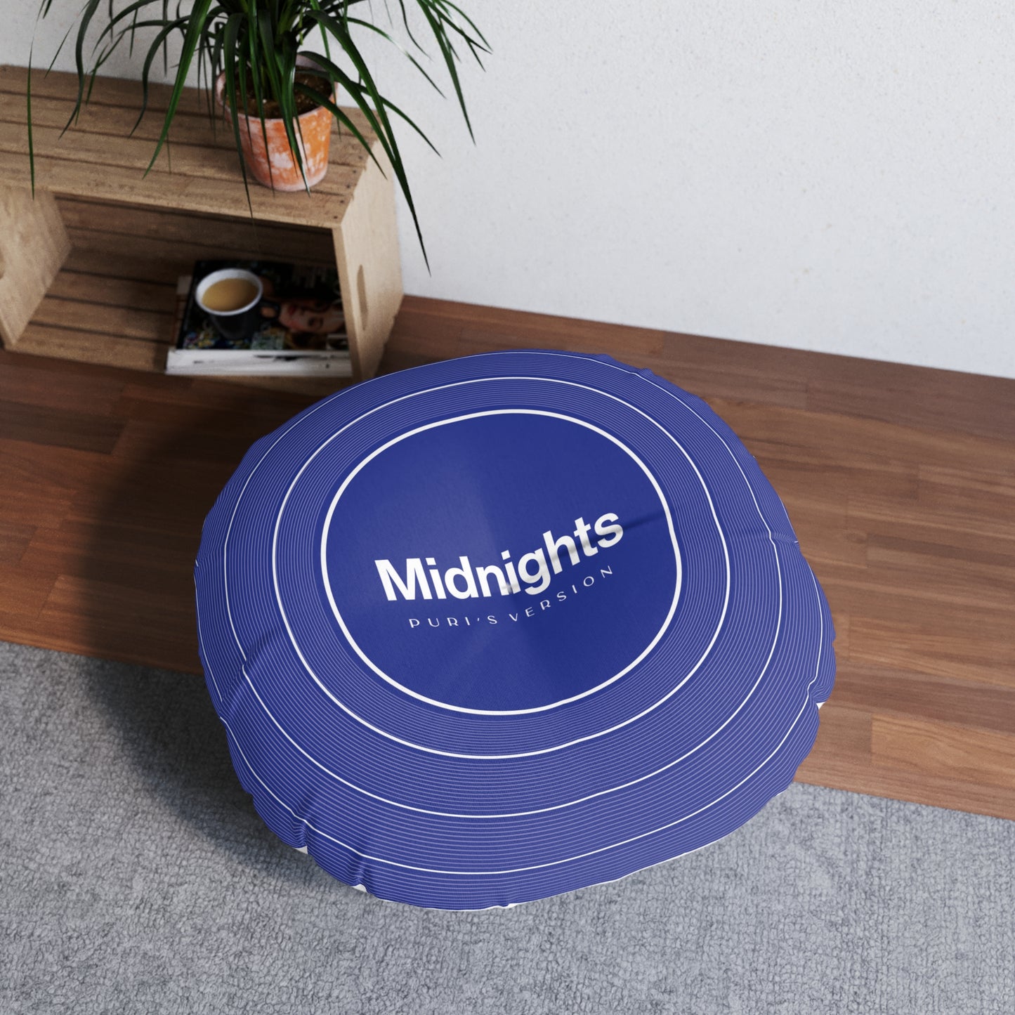 Personalized Tufted Floor Pillow, MIDNIGHTS Blue Vinyl Record CUSTOM VERSION's Name or Era | 30"x30" & 26"x26" | Swiftie Gift Fan Present