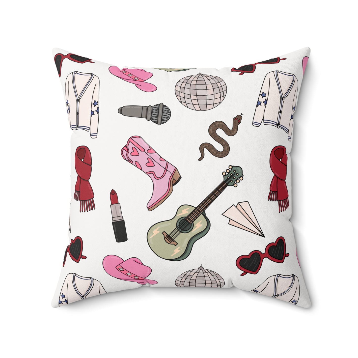 Eras Inspired Spun Polyester Square Pillow | 14x14, 16x16, 18x18, and 20x20 inches | Swiftie Gift Fan Present | All Too Well Scarf