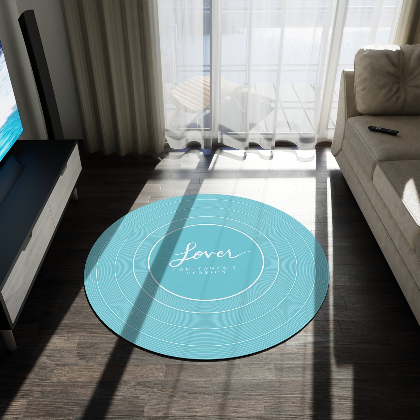Personalized Round Rug LOVER Blue Vinyl Record | CUSTOM VERSION Name and Era | 60" x 60" | Swiftie Gift Fan Present