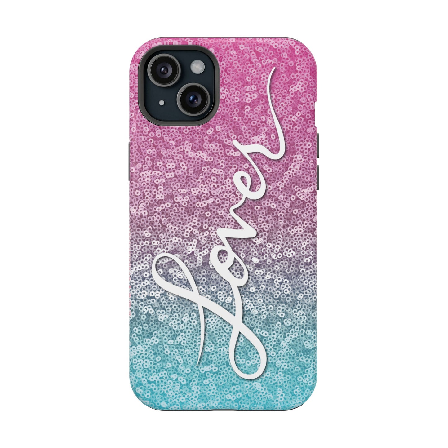 MagSafe Tough Cases | LOVER Pink Blue SEQUIN Glitter | iPhone 15, 14, 13