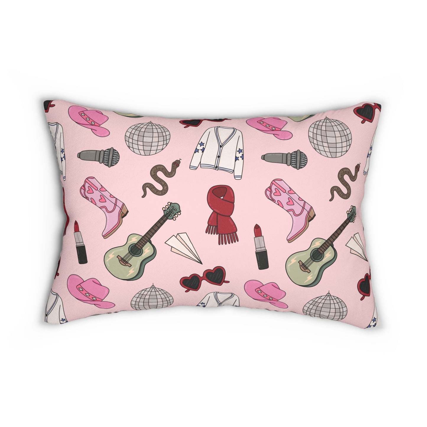 Eras Inspired PINK Spun Polyester Lumbar Pillow | 20" × 14" | Swiftie Gift Fan Present | All Too Well Scarf