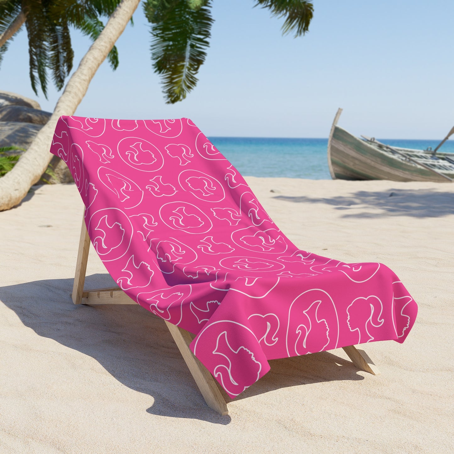 Barbie/Kate Spade Inspired Beach Towel, Hot Pink, Valentine's Day Gift for Wife, Girlfriend, Best Friend, MOH