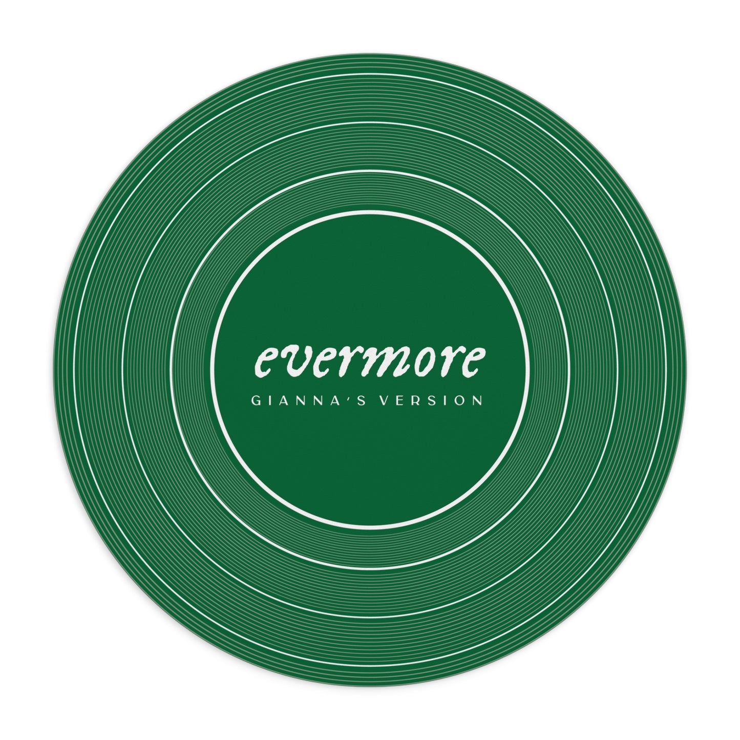 Personalized Mouse Pad, EVERMORE Forest Green Vinyl Record | CUSTOM Version's Name or ERA | Round 8" x 8" | Swiftie Fan Gift Present