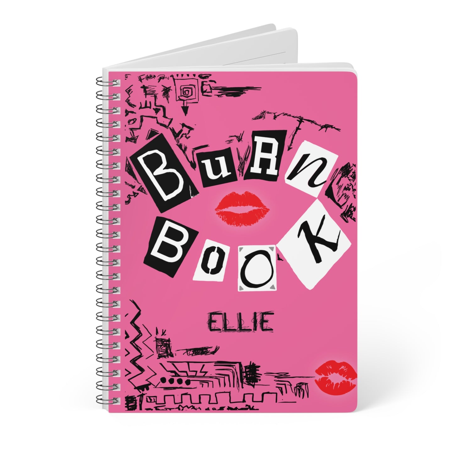 Personalized BURN BOOK Wirebound Spiral Softcover Notebook A5, 150 pages, Regina George - Mean Girls Inspired Cover, UK Shipping Fast