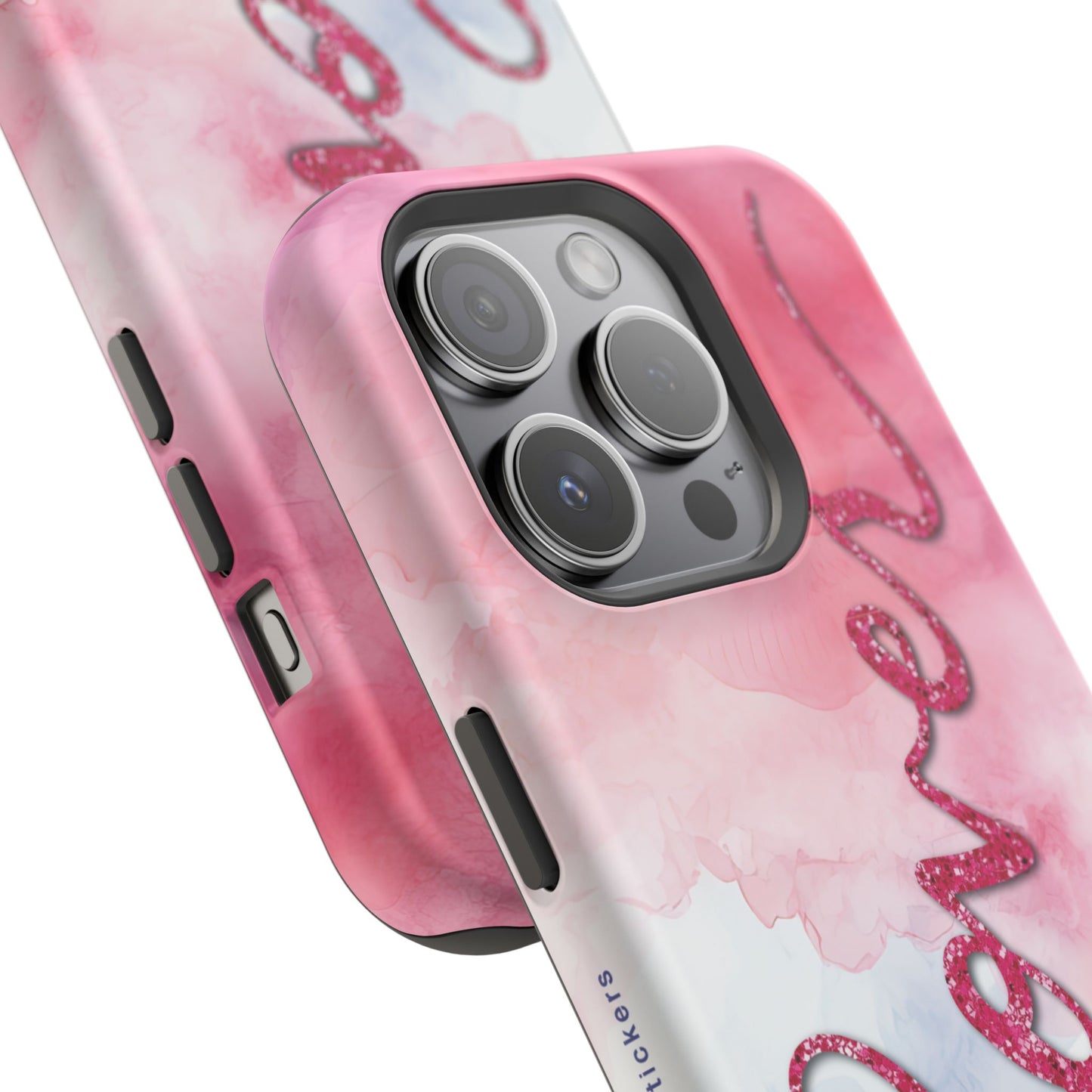MagSafe Tough Cases | LOVER Watercolor Pink Blue Glitter | iPhone 15, 14, 13 | Perfect Unique Valentine's Day Gift for Wife, Girlfriend