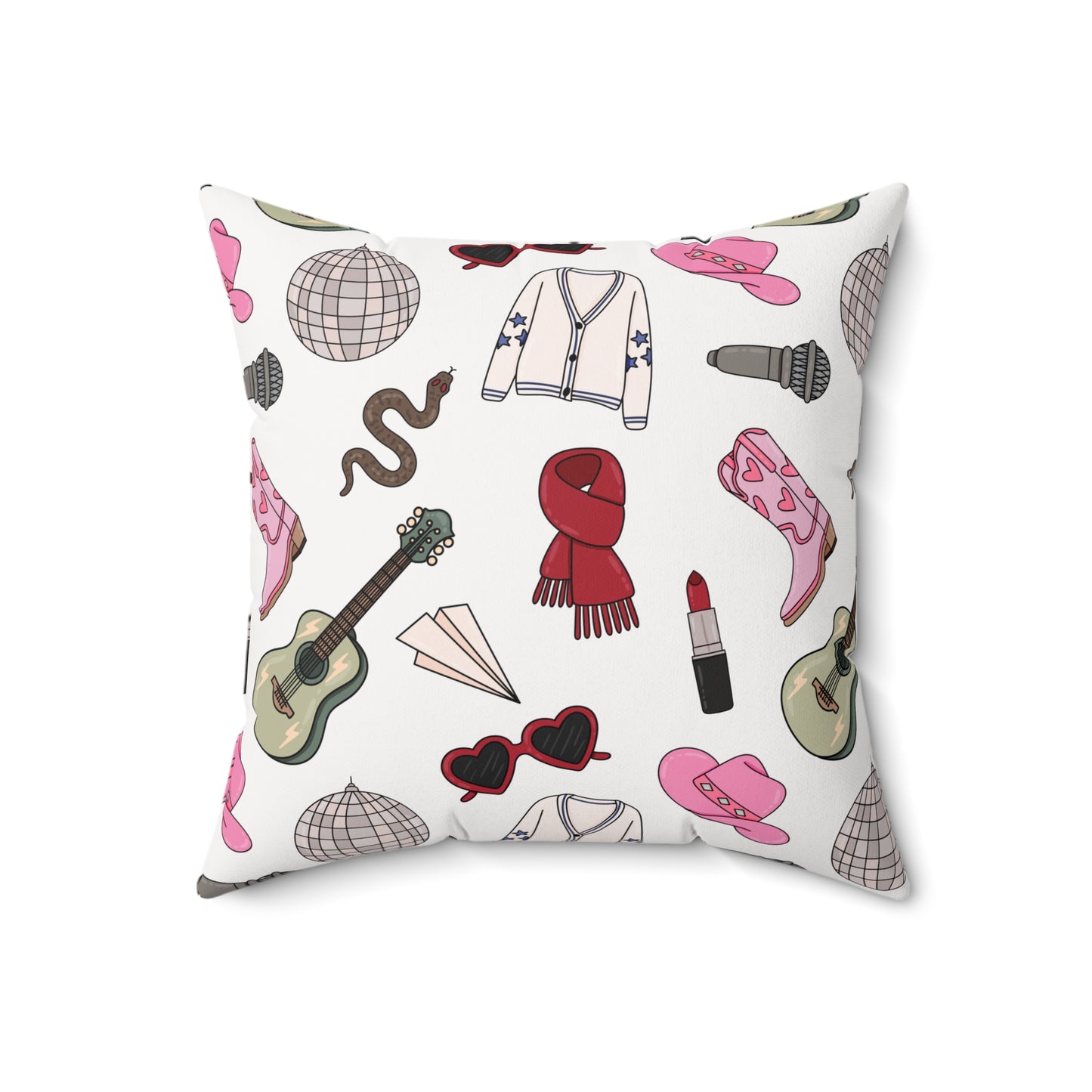 Eras Inspired Spun Polyester Square Pillow | 14x14, 16x16, 18x18, and 20x20 inches | Swiftie Gift Fan Present | All Too Well Scarf