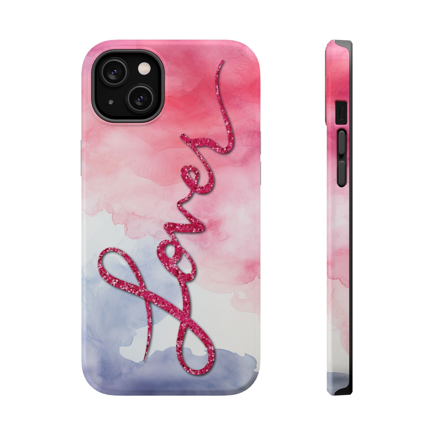 MagSafe Tough Cases | LOVER Watercolor Pink Blue Glitter | iPhone 15, 14, 13 | Perfect Unique Valentine's Day Gift for Wife, Girlfriend