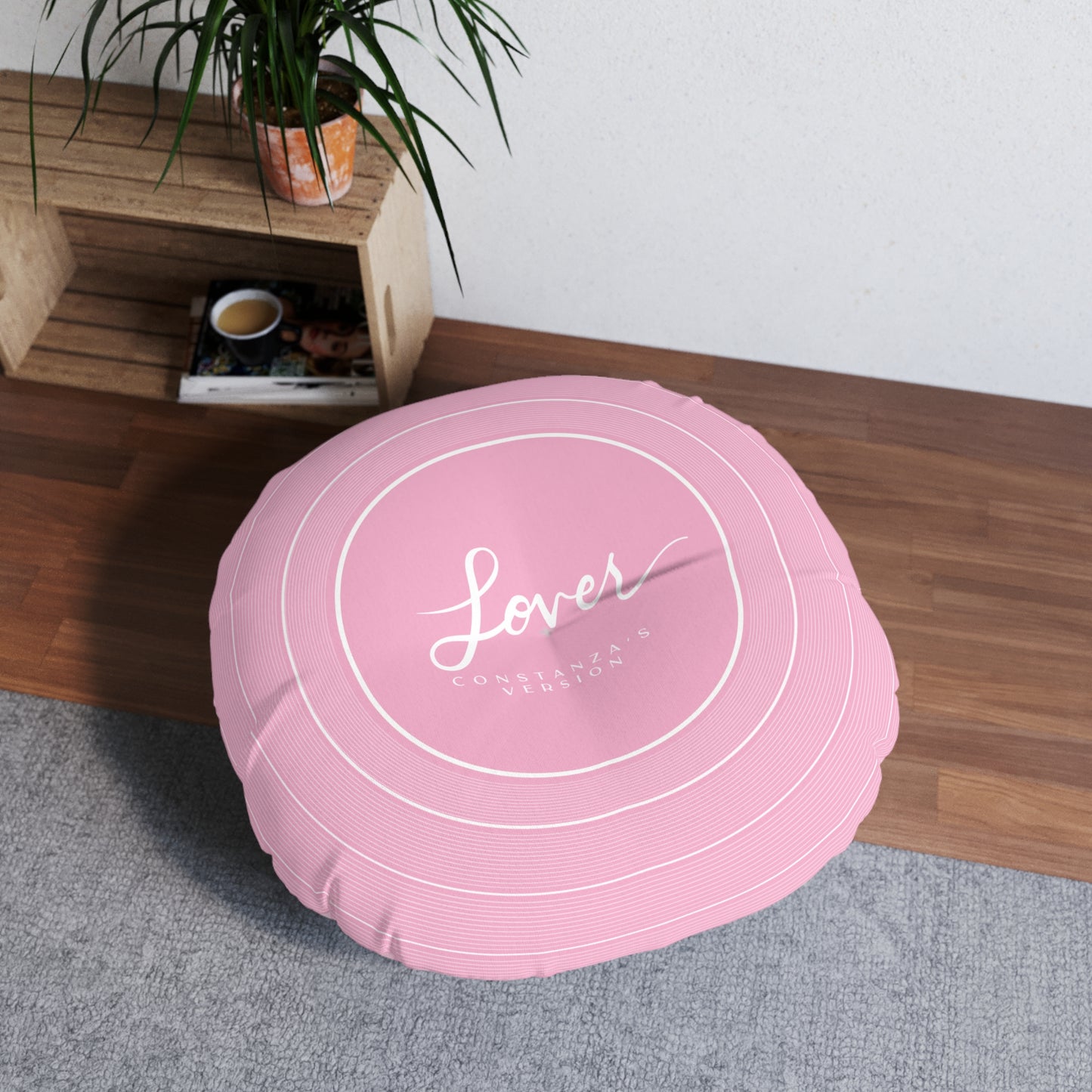 Personalized Tufted Floor Pillow, LOVER Pink and Blue Vinyl Record l CUSTOM Version Name and Era | 30"x30" & 26"x26" | Swiftie Gift Fan
