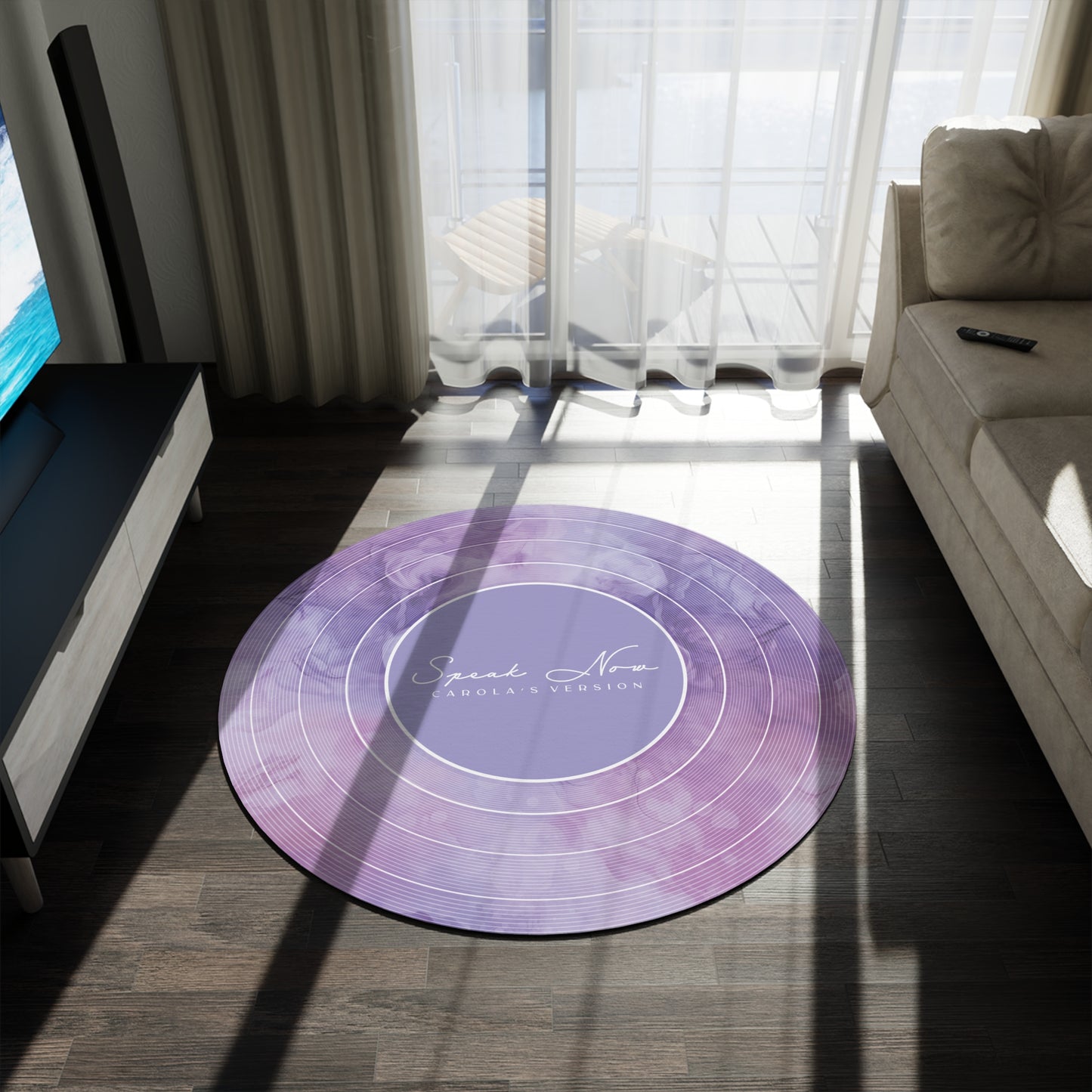 Personalized Round Rug SPEAK NOW Purple Haze Vinyl Record | CUSTOM Version, Name and Era | 60" x 60" | Swiftie Gift Fan Present