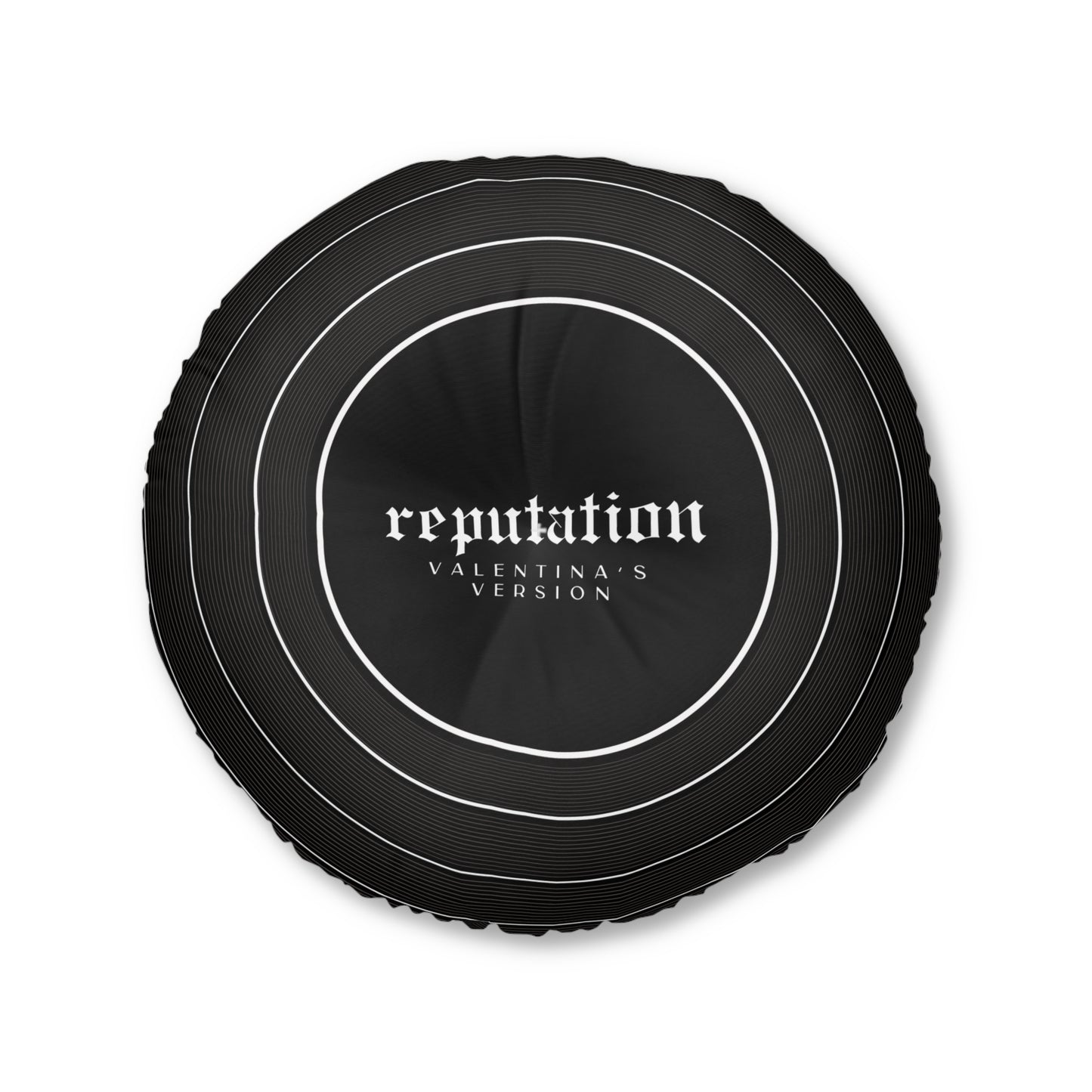 Personalized Tufted Floor Pillow, REPUTATION Black Vinyl Record l CUSTOM Version Name and Era | 30"x30" & 26"x26" | Swiftie Gift Fan