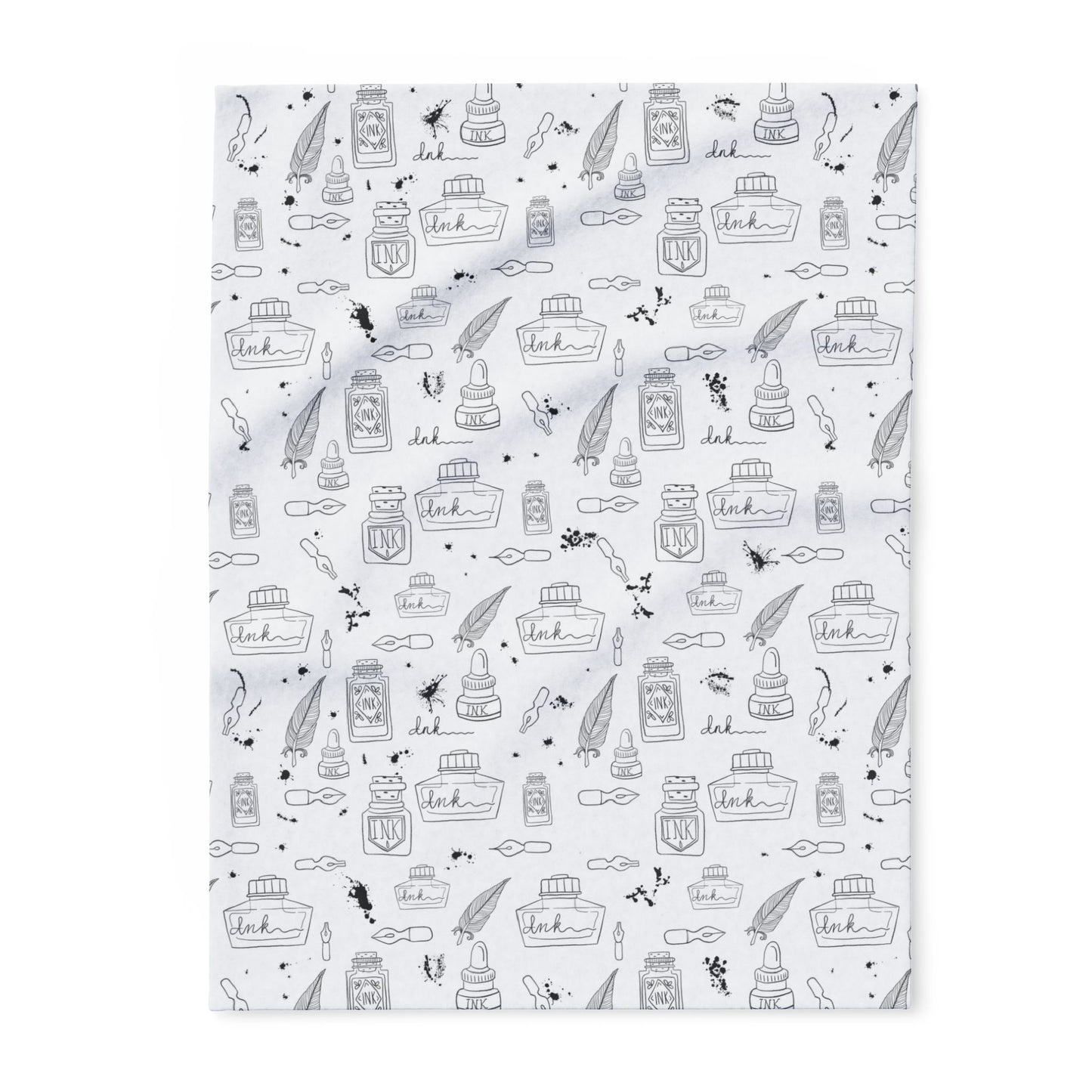 Tortured Poets Inspired Black and White Arctic Fleece Blanket | 30x40", 50x60", 60x80" | Swiftie Gift Fan | ink, pen, feathers, writer