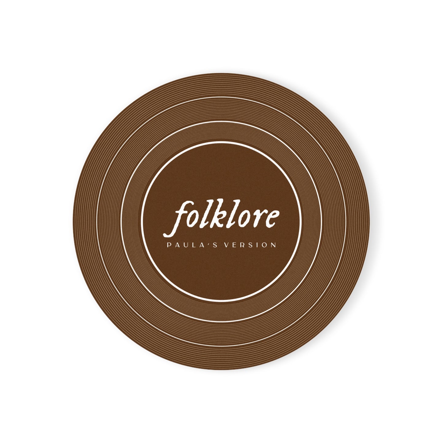 Personalized Cork Back Coaster FOLKLORE Brown Vinyl Record | CUSTOM VERSION, Name or Era | 4" x 4" | Swiftie Gift Fan Present