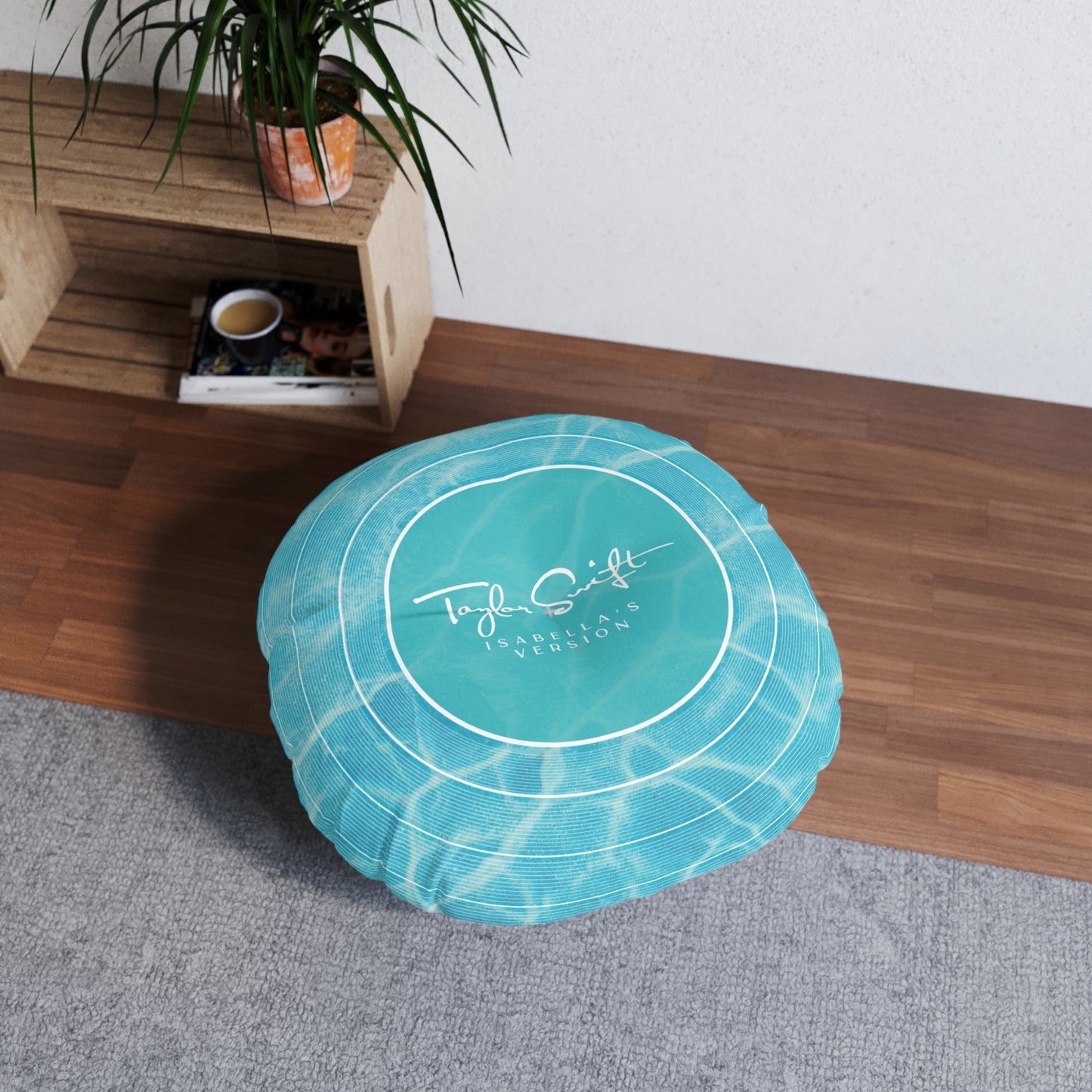 Personalized Tufted Floor Pillow | Pool Water BLUE Vinyl Record l CUSTOM Version Name and Era | 30"x30" & 26"x26" | Swiftie Gift Fan