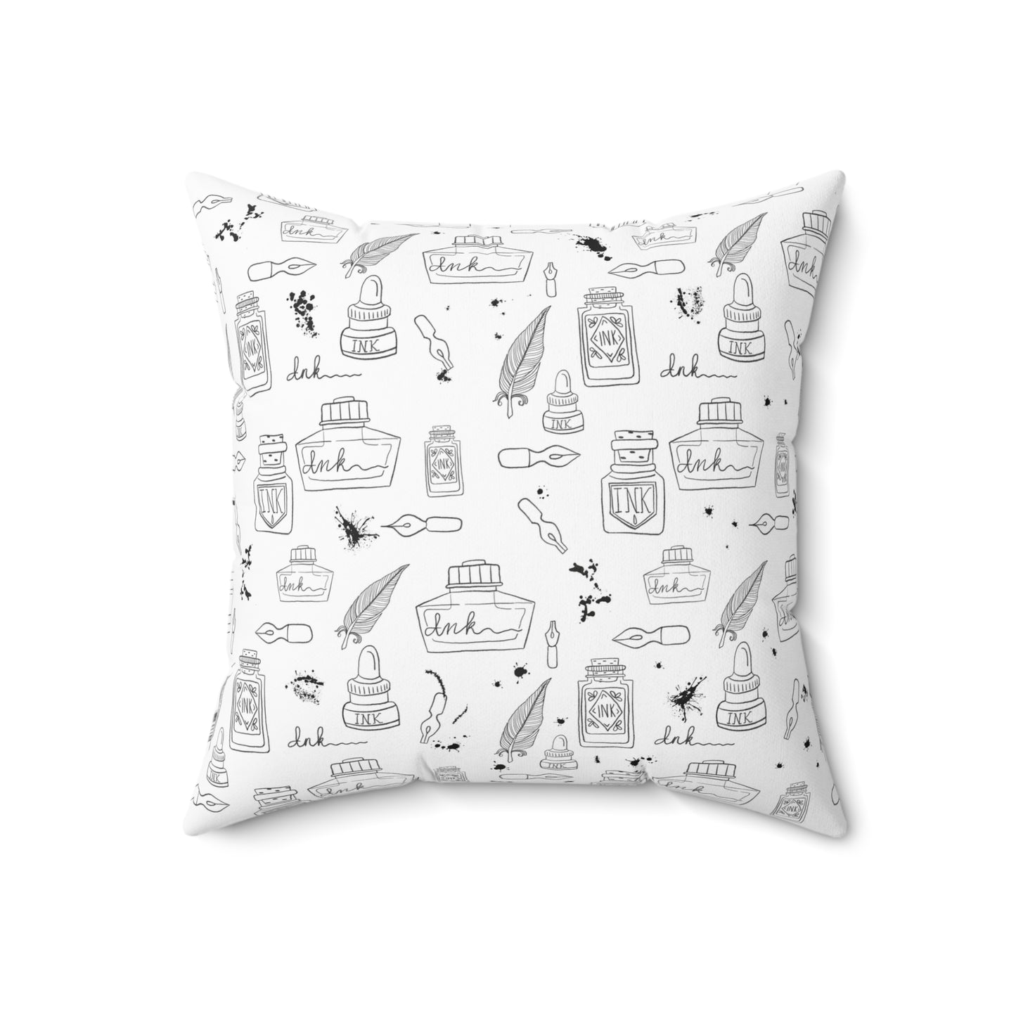 Tortured Poets Inspired Black and White Spun Polyester Square Pillow | 14", 16", 18", 20" inches | Swiftie Gift | ink, pen, feathers, writer