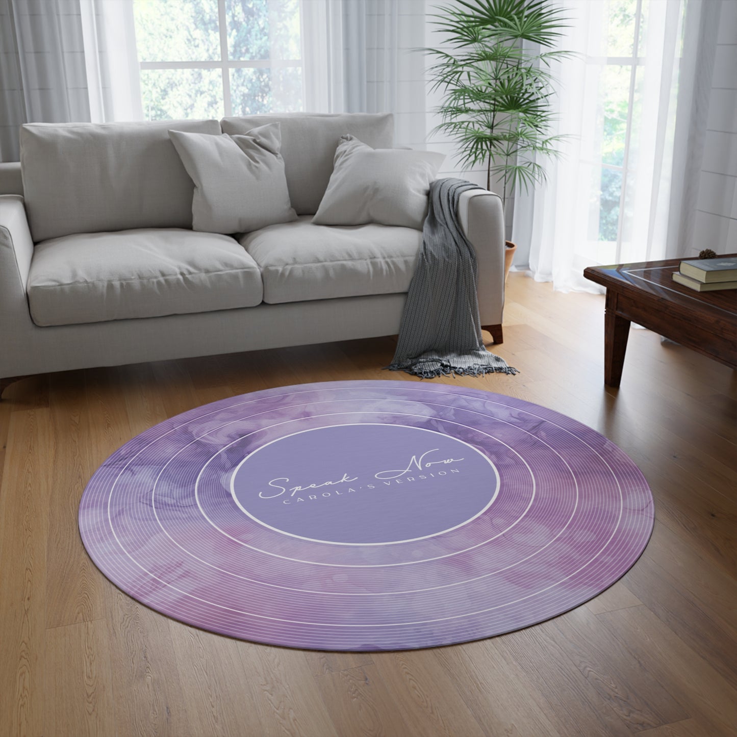 Personalized Round Rug SPEAK NOW Purple Haze Vinyl Record | CUSTOM Version, Name and Era | 60" x 60" | Swiftie Gift Fan Present
