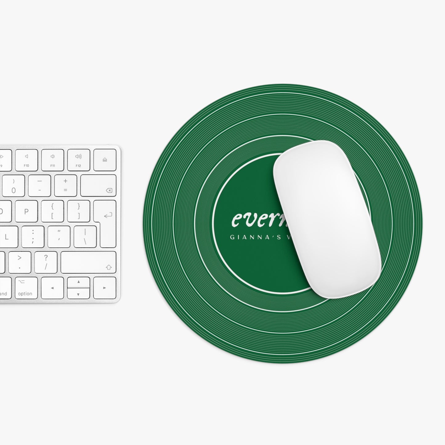 Personalized Mouse Pad, EVERMORE Forest Green Vinyl Record | CUSTOM Version's Name or ERA | Round 8" x 8" | Swiftie Fan Gift Present