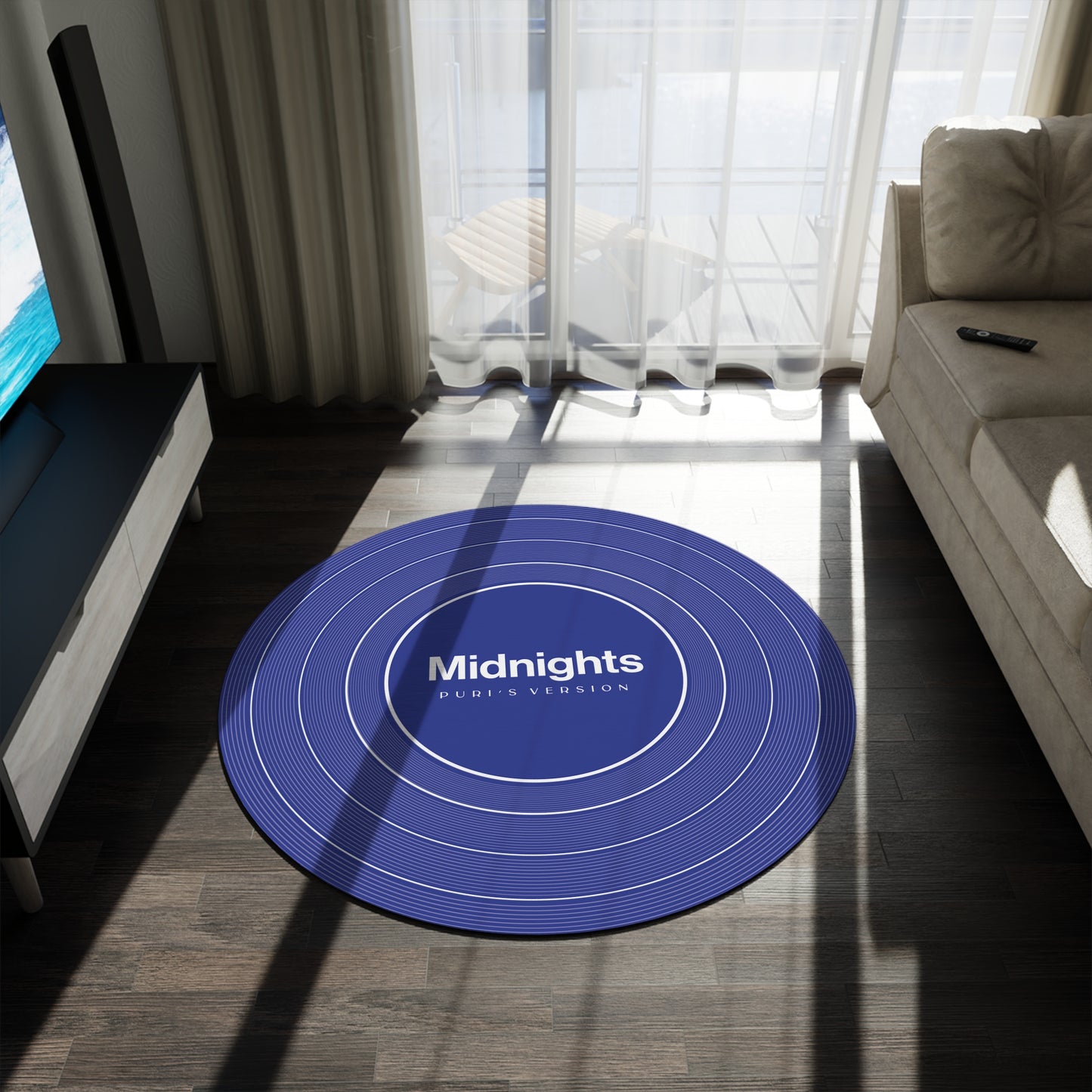 Personalized Round Rug MIDNIGHTS Blue Vinyl Record | CUSTOM VERSION Name and Era | 60" x 60" | Swiftie Gift Fan Present