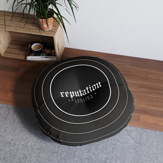 Personalized Tufted Floor Pillow, REPUTATION Black Vinyl Record l CUSTOM Version Name and Era | 30"x30" & 26"x26" | Swiftie Gift Fan