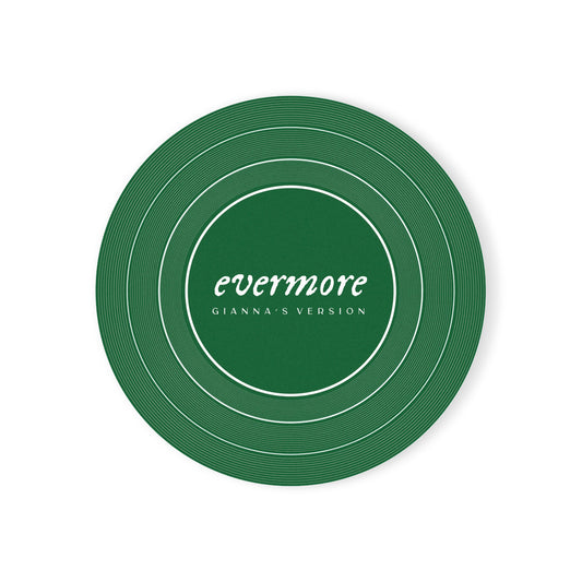 Personalized Cork Back Coaster EVERMORE Forest Green Vinyl Record | CUSTOM VERSION's Name or Era | 4" x 4" | Swiftie Gift Fan Present