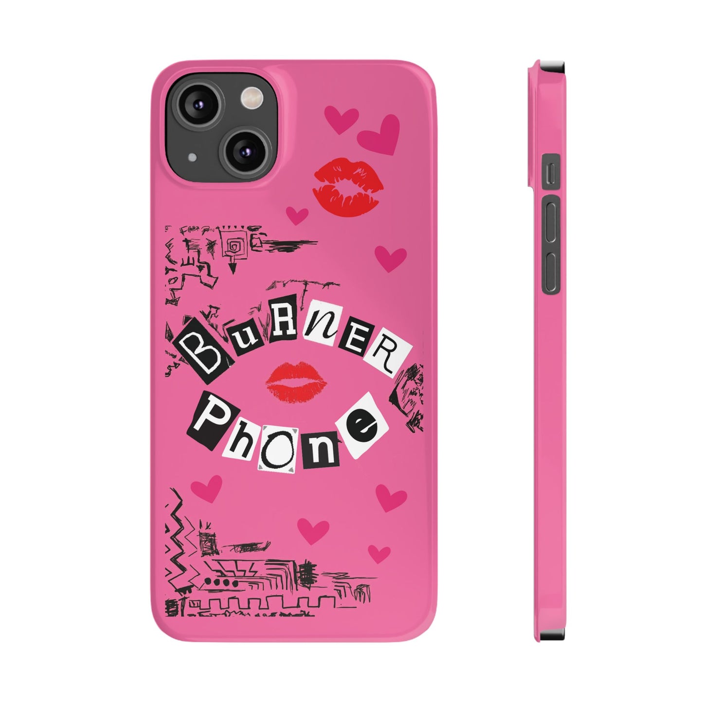 Burner Phone, MEAN GIRLS BURN Book Pink Slim iPhone Cases | iPhone Mini, Pro, Plus, Pro Max, 15 to 7 | Perfect Unique Valentine's Day Gift