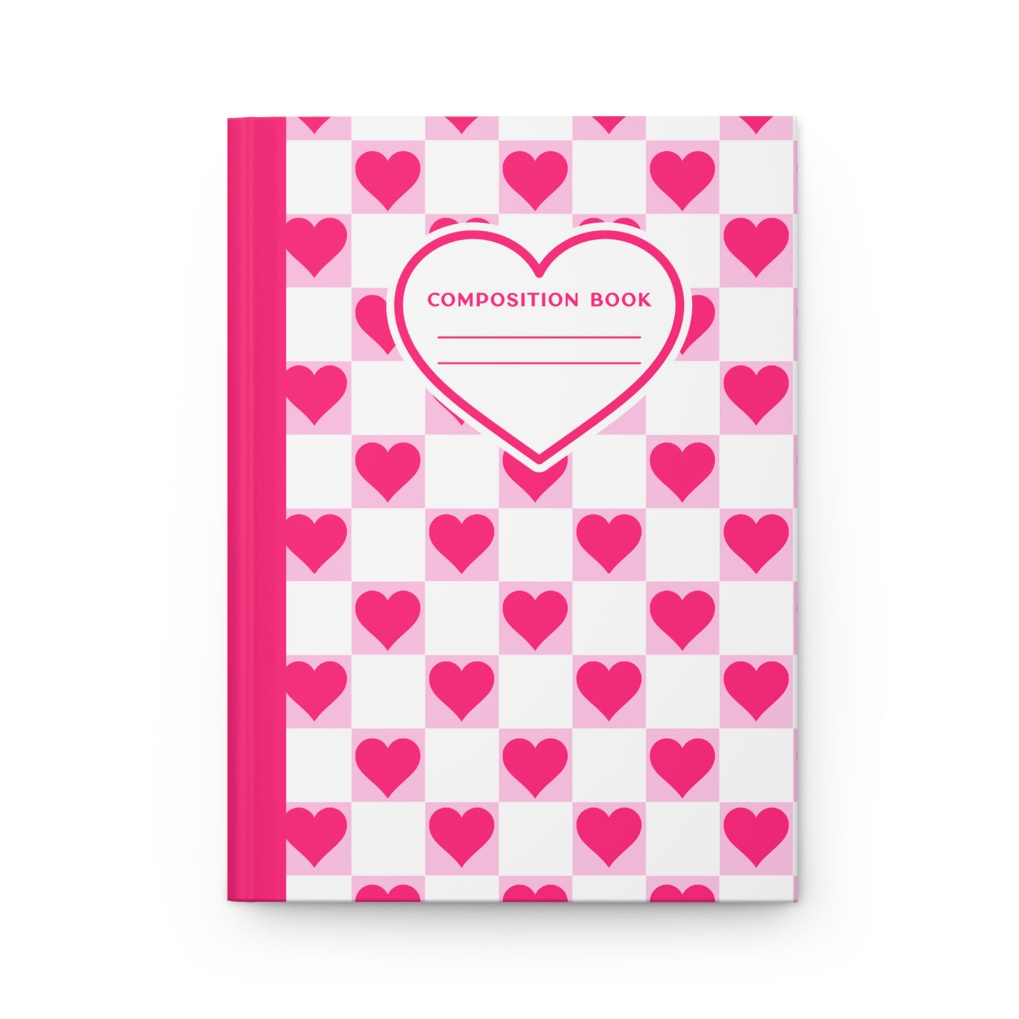 5.75x8" Hardcover PINK HEARTS Composition Book, 150 lined pages, Unique Valentine's Day Gift for Kids/Classmate/Coworker/Best Friend