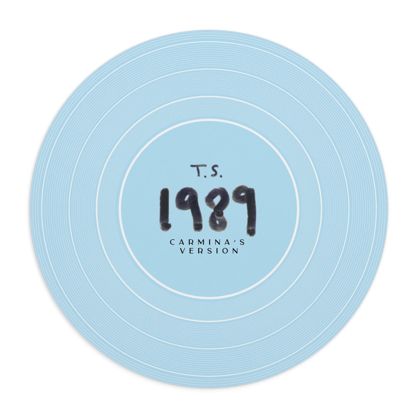 Personalized Mouse Pad, 1989 Sky Blue Vinyl Record  | CUSTOM Version's Name or ERA | Round 8" x 8" | Swiftie Fan Gift Present