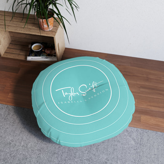 Personalized Tufted Floor Pillow, AQUA BLUE Vinyl Record l CUSTOM Version Name and Era | 30"x30" & 26"x26" | Swiftie Gift Fan