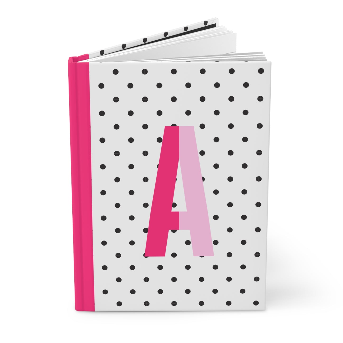 5.75x8" Hardcover BLACK POLKA DOTS Letter A Composition Book, 150 pages, Unique Valentine's Day Gift for Kids/Classmate/Coworker/Best Friend