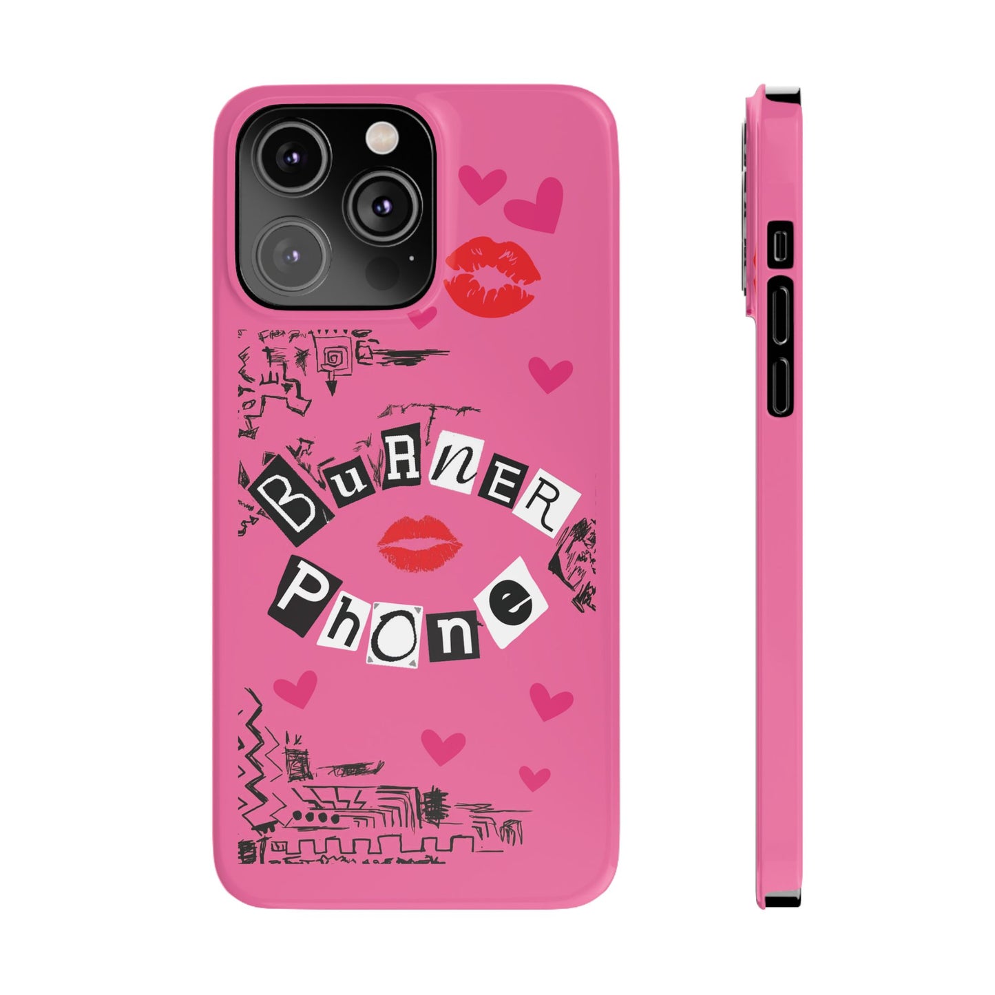 Burner Phone, MEAN GIRLS BURN Book Pink Slim iPhone Cases | iPhone Mini, Pro, Plus, Pro Max, 15 to 7 | Perfect Unique Valentine's Day Gift