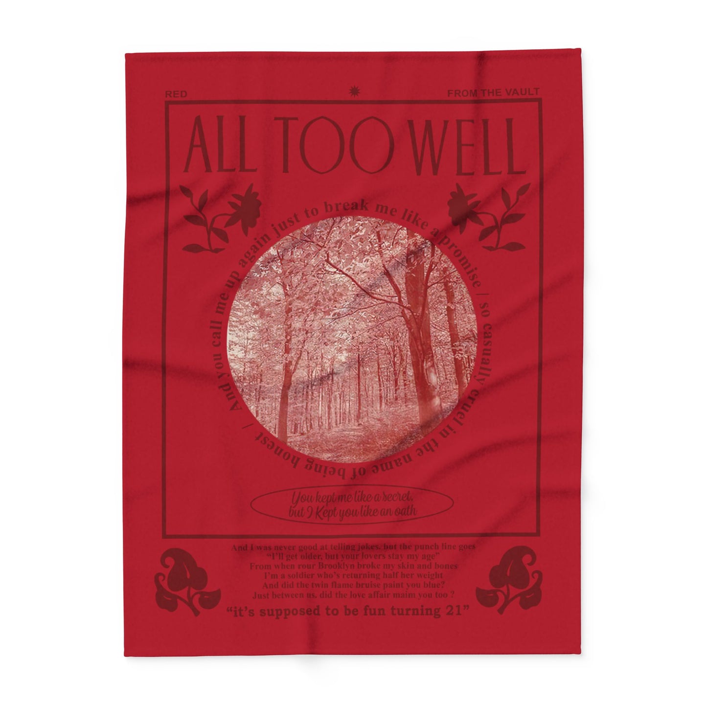 ALL TOO WELL Red Plush Blanket | 30x40", 50x60" and 60x80" | Swiftie Personalized Gift Unique Present | T.S. Merch