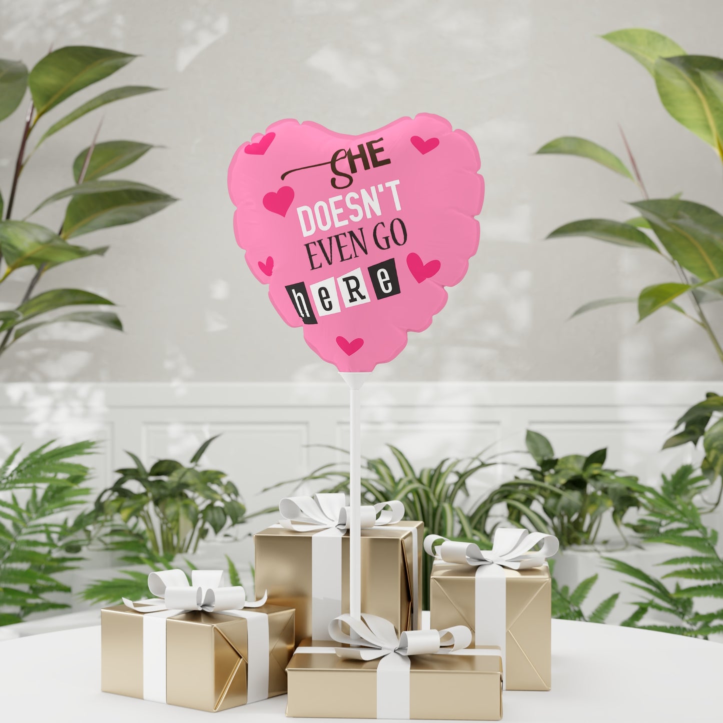 MEAN GIRLS Pink Balloon 11" | She Doesn't even Go Here |  Round and Heart-shaped | Unique Valentine's Day Party Decoration Gift