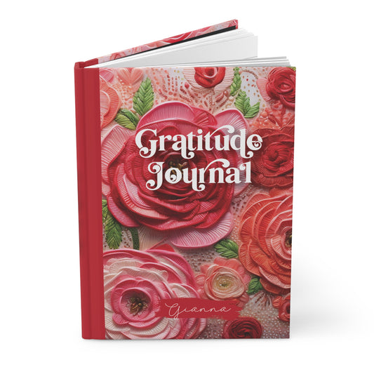 Gratitude Journal | 5.75"x8" inches | 150 lined pages (75 sheets) | Personalized Mother's Day Gift | Roses 3D Embroidery Hardcover Matte