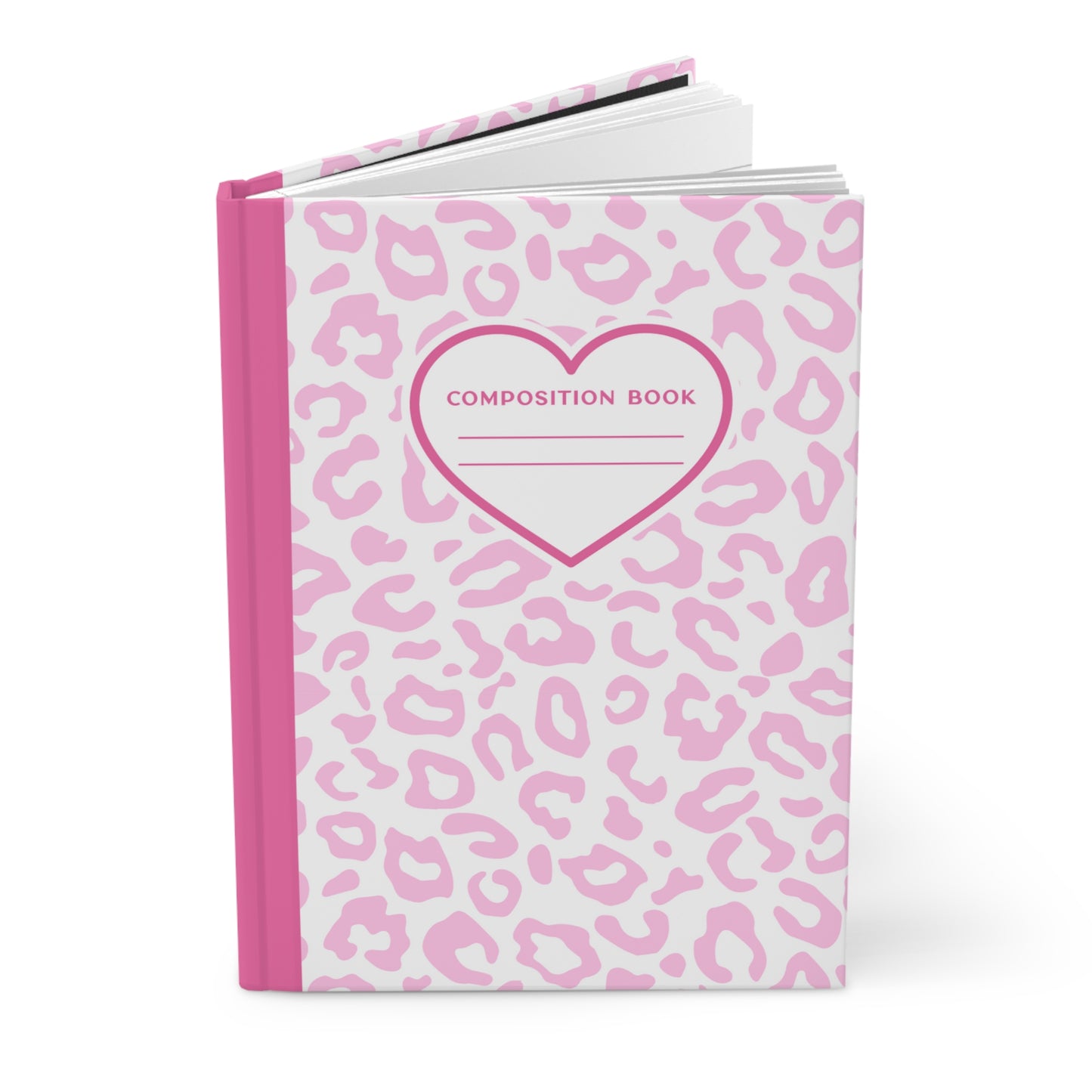 5.75x8" Hardcover PINK LEOPARD Composition Book, 150 lined pages, Unique Valentine's Day Gift for Kids/Classmate/Coworker/Best Friend