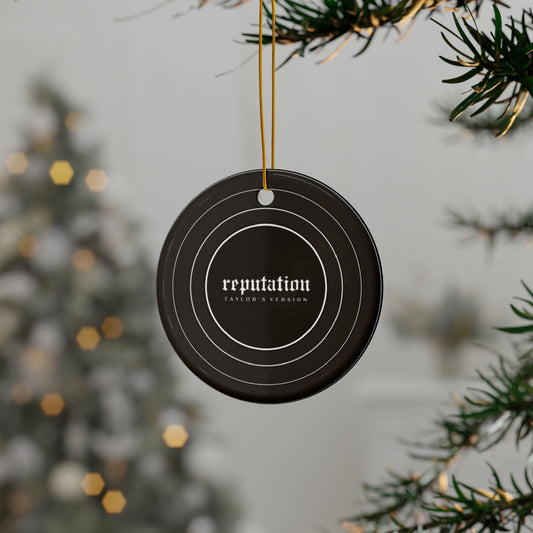 Personalized Ceramic Ornament, REPUTATION Black Vinyl Record | CUSTOM VERSION's Name or Era | 4" x 4" | Swiftie Gift Fan Present