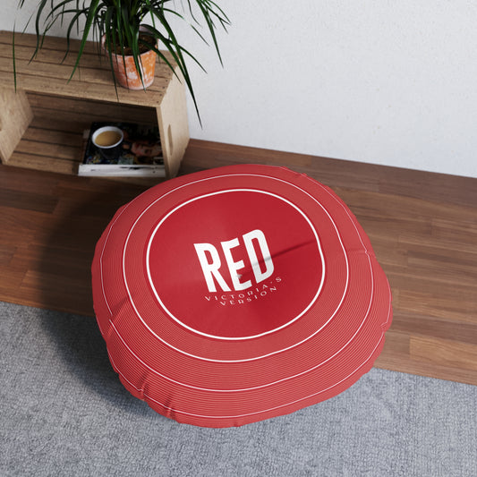 Personalized Tufted Floor Pillow, RED Vinyl Record l CUSTOM Version Name and Era | 30"x30" & 26"x26" | Swiftie Gift Fan