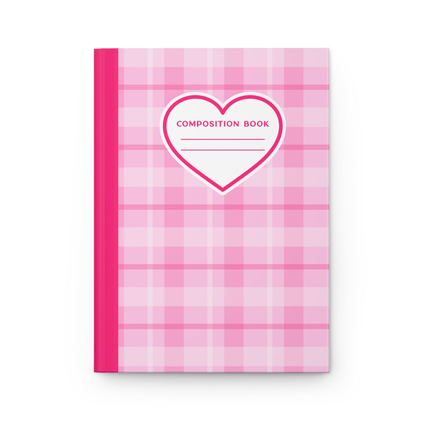 5.75x8" Hardcover PINK PLAID Composition Book, 150 lined pages, Unique Valentine's Day Gift for Kids/Classmate/Coworker/Best Friend