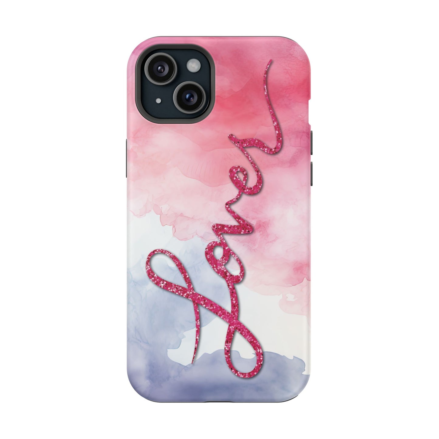 MagSafe Tough Cases | LOVER Watercolor Pink Blue Glitter | iPhone 15, 14, 13  | Perfect Unique Valentine's Day Gift for Wife, Girlfriend