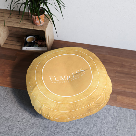 Personalized Tufted Floor Pillow, FEARLESS Faux Gold Vinyl Record l CUSTOM Version Name and Era | 30"x30" & 26"x26" | Swiftie Gift Fan