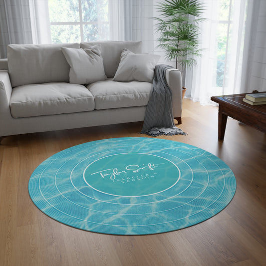 Personalized Round Rug | Pool Water BLUE Vinyl Record | CUSTOM Version, Name and Era | 60" x 60" | Swiftie Gift Fan Present