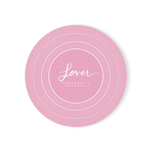 Personalized Cork Back Coaster LOVER Pink Vinyl Record | CUSTOM VERSION, Name or Era | 4" x 4" | Swiftie Gift Fan Present