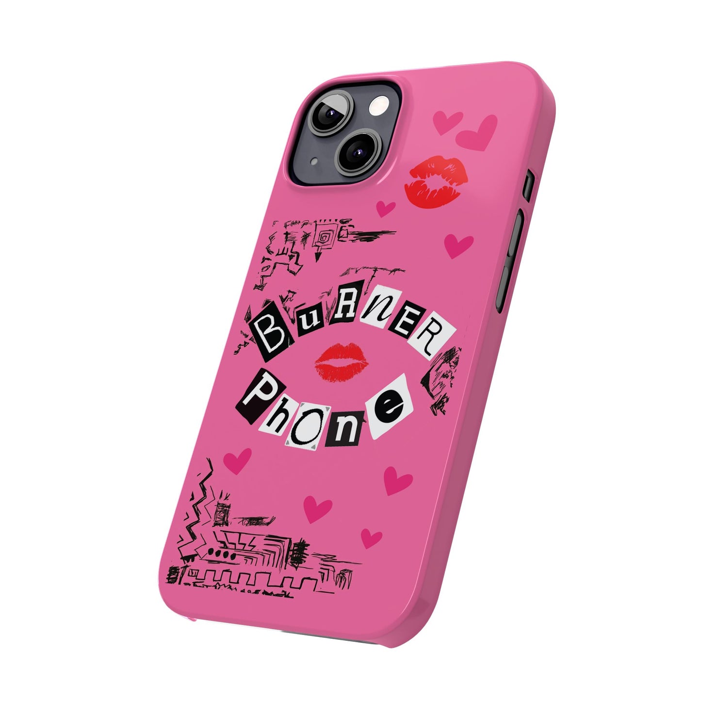 Burner Phone, MEAN GIRLS BURN Book Pink Slim iPhone Cases | iPhone Mini, Pro, Plus, Pro Max, 15 to 7 | Perfect Unique Valentine's Day Gift