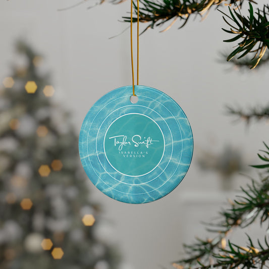 Personalized Ceramic Ornament | Pool Water BLUE Vinyl Record | CUSTOM Version, Name or Era | 4" x 4" | Swiftie Gift Fan Present