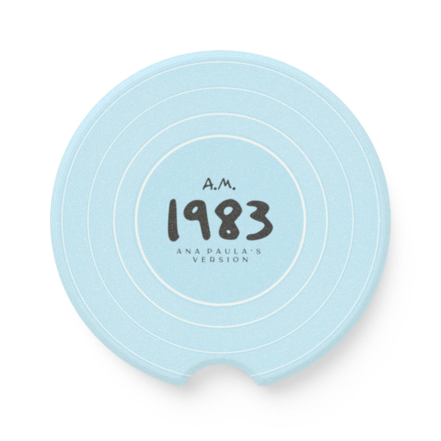 Personalized 1989 Sky Blue Vinyl Record Soapstone Car Coaster, CUSTOM VERSION's Name | 2.6" x 2.6" round | Swiftie Fan Gift