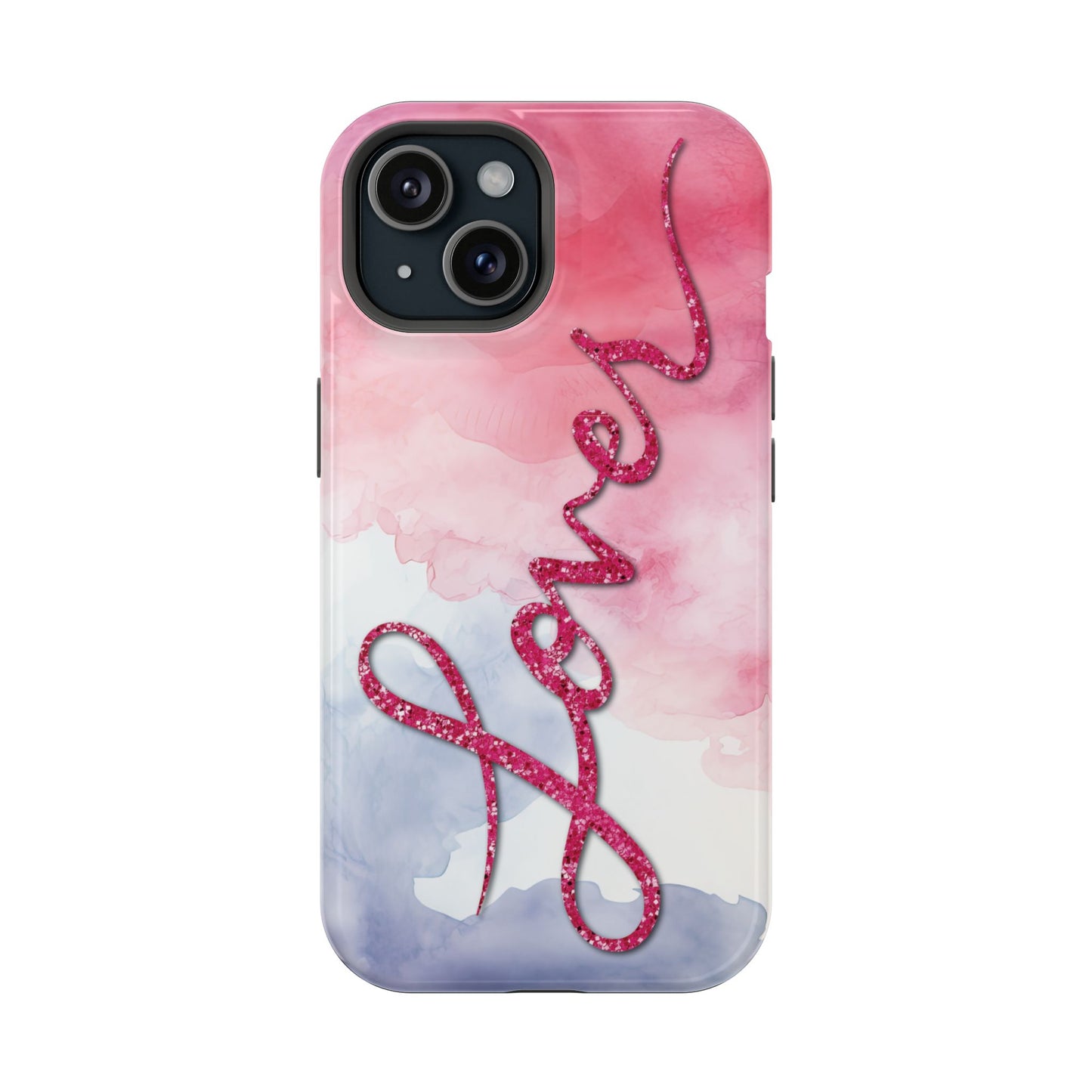 MagSafe Tough Cases | LOVER Watercolor Pink Blue Glitter | iPhone 15, 14, 13  | Perfect Unique Valentine's Day Gift for Wife, Girlfriend