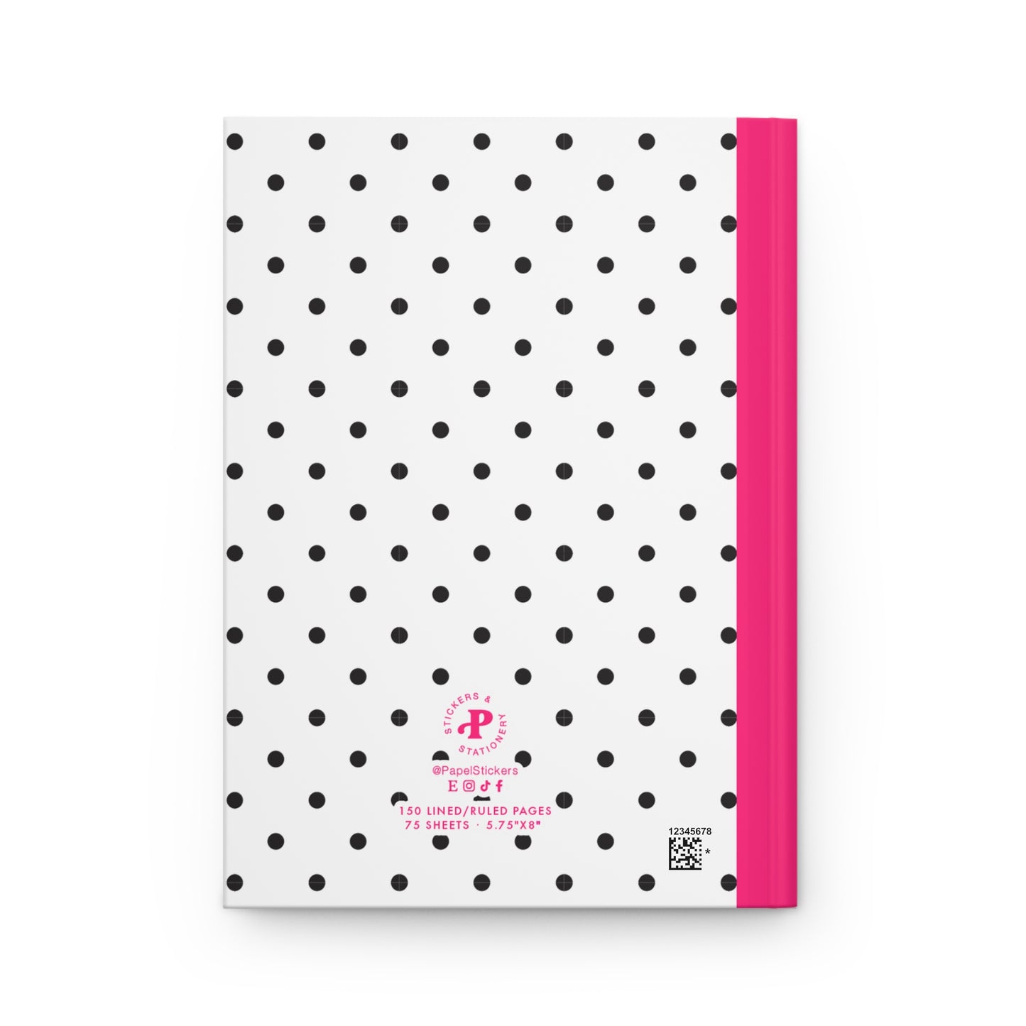 5.75x8" Hardcover BLACK POLKA DOTS Letter A Composition Book, 150 pages, Unique Valentine's Day Gift for Kids/Classmate/Coworker/Best Friend