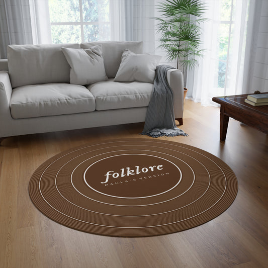 Personalized Round Rug FOLKLORE Brown Vinyl Record | CUSTOM VERSION Name and Era | 60" x 60" | Swiftie Gift Fan Present