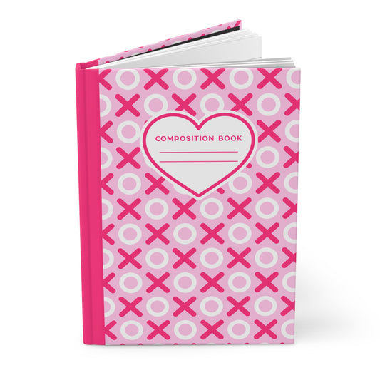 5.75x8" Hardcover Pink Heart XOXO Composition Book, 150 lined pages, Unique Valentine's Day Gift for Kids/Classmate/Coworker/Best Friend