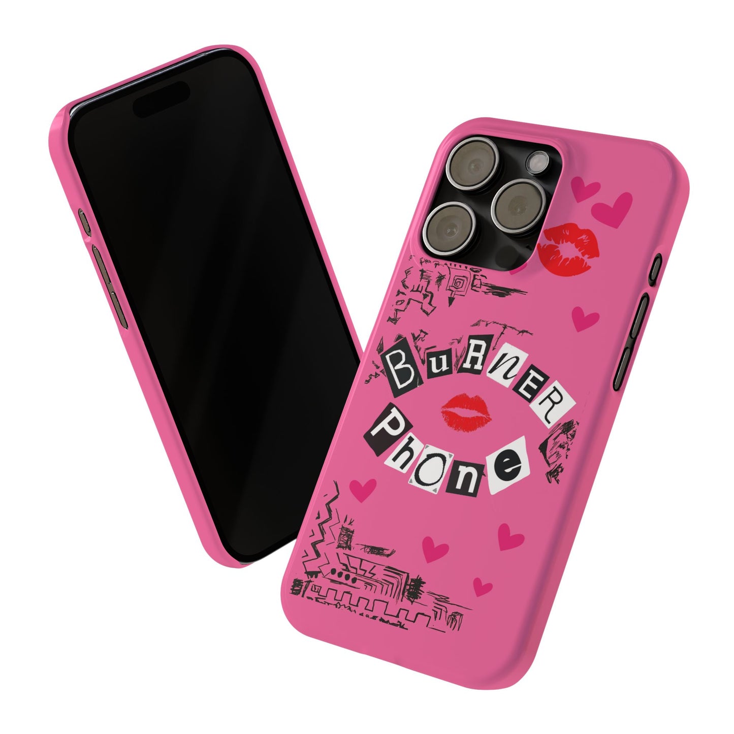 Burner Phone, MEAN GIRLS BURN Book Pink Slim iPhone Cases | iPhone Mini, Pro, Plus, Pro Max, 15 to 7 | Perfect Unique Valentine's Day Gift