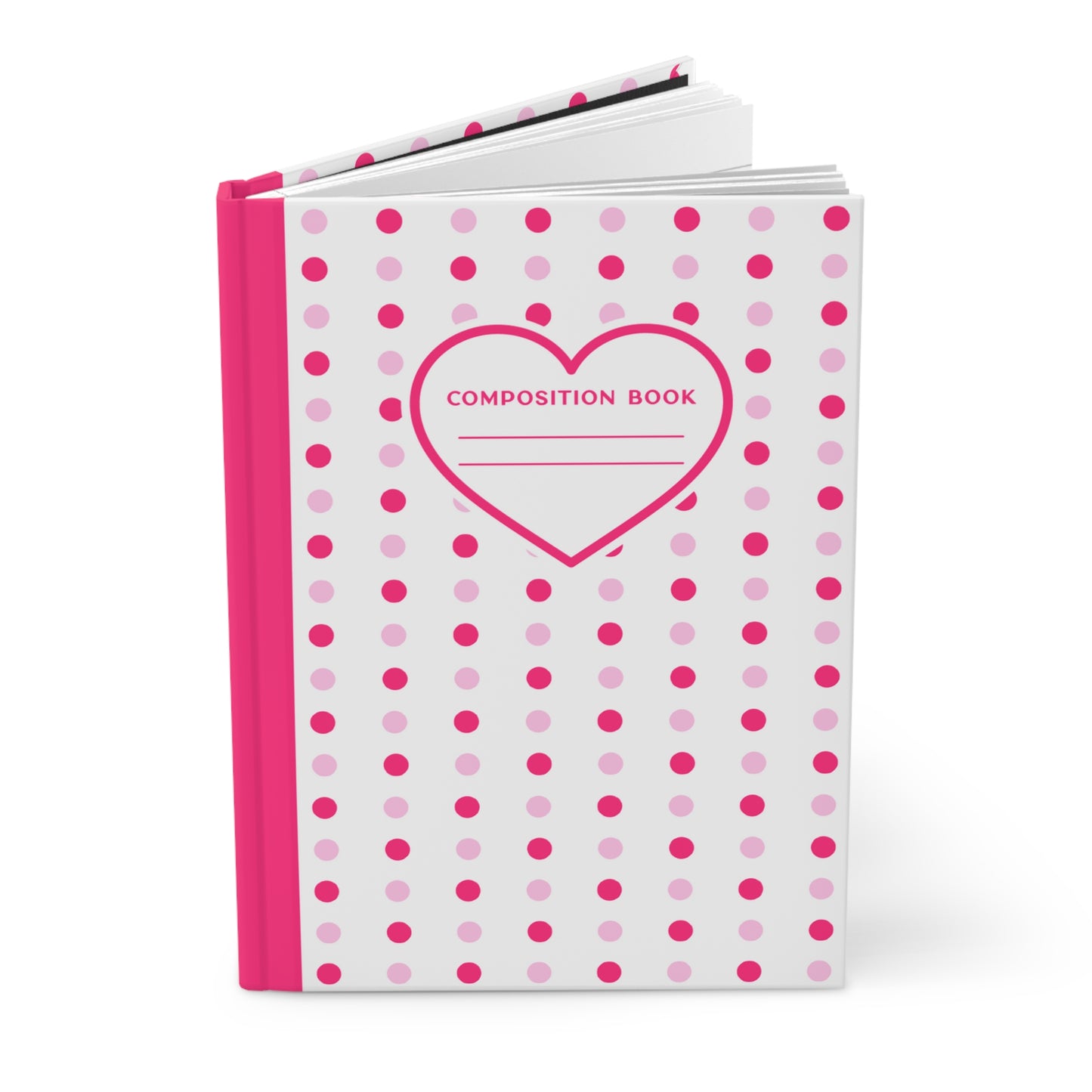 5.75x8" Hardcover PINK POLKA DOTS Composition Book, 150 lined pages, Unique Valentine's Day Gift for Kids/Classmate/Coworker/Best Friend