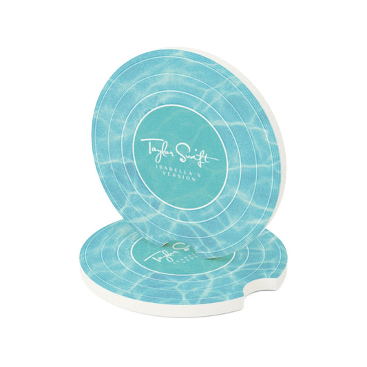 Personalized Pool Water Vinyl Record Soapstone Car Coaster, CUSTOMIZED VERSION'S Name | 2.6" x 2.6" round | Swiftie Fan Gift